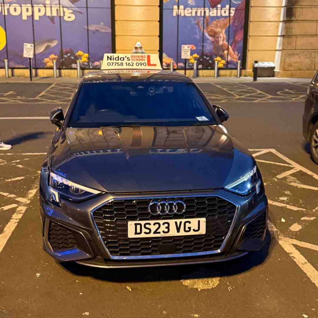 Driving instructor and student